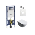 Zestaw podtynkowy Geberit Duofix SLIM (UP320): misa CLARISA WC serii Rimless, stelaż, przycisk do stelaża opcjonalnie, deska wolnoopadająca SLIM, przekładka akustyczna, wsporniki dystansowe oraz kompletny zestaw instalacyjny zdjecie 2