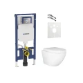 Zestaw podtynkowy Geberit Duofix SLIM (UP320): misa CLARISA WC serii Rimless, stelaż, przycisk do stelaża opcjonalnie, deska wolnoopadająca SLIM, przekładka akustyczna, wsporniki dystansowe oraz kompletny zestaw instalacyjny zdjecie 3