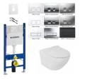 Zestaw podtynkowy Geberit UP100 7w1: misa Clarisa WC serii Rimless, stelaż, deska wolnoopadająca slim, przycisk, wsporniki dystansowe, mata oraz przekładka akustyczna zdjecie 1