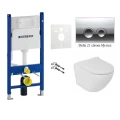 Zestaw podtynkowy Geberit UP100 7w1: misa Clarisa WC serii Rimless, stelaż, deska wolnoopadająca slim, przycisk, wsporniki dystansowe, mata oraz przekładka akustyczna zdjecie 4