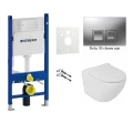 Zestaw podtynkowy Geberit UP100 7w1: misa Clarisa WC serii Rimless, stelaż, deska wolnoopadająca slim, przycisk, wsporniki dystansowe, mata oraz przekładka akustyczna zdjecie 5
