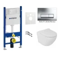 Zestaw podtynkowy Geberit UP100 7w1: misa Clarisa WC serii Rimless, stelaż, deska wolnoopadająca slim, przycisk, wsporniki dystansowe, mata oraz przekładka akustyczna zdjecie 7