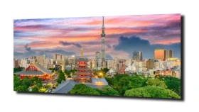 obraz na szkle, panel szklany Zielone Tokio