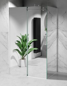 Kabina Prysznicowa Przesuwna Szkło EFEKT LUSTRA, okucia Chrom Połysk