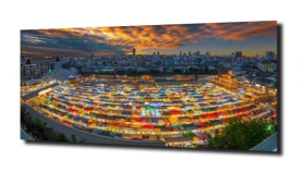 obraz na szkle Train Night Market - Bankog