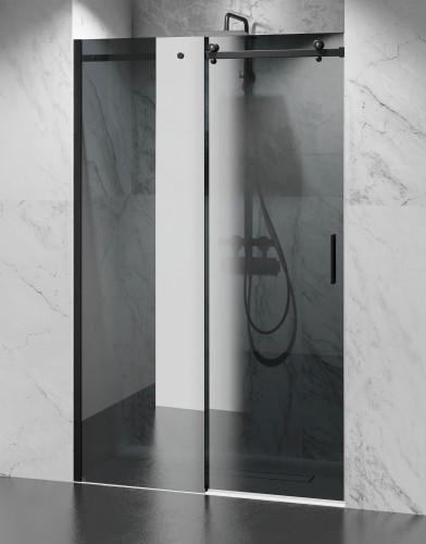 Czarne-okucia-szkło-grafitowe-dymione-drzwi-prysznicowe-przesuwne-zdjecie-1
