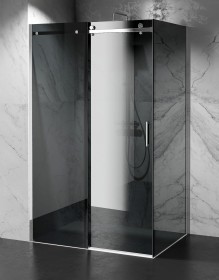 Kabina Prysznicowa Przesuwna Szkło Grafitowe Dymione, okucia Chrom Połysk 