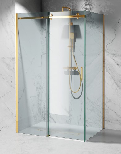 kabina prysznicowa przesuwna szklo transparentne okucia zloty polysk zdjecie 1 polskie kabiny