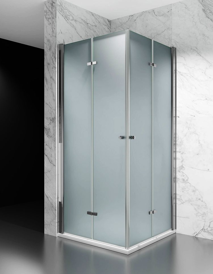 Kabina Prysznicowa dla niepełnosprawnych składana dwustronnie Stal polerowana, Mrożona