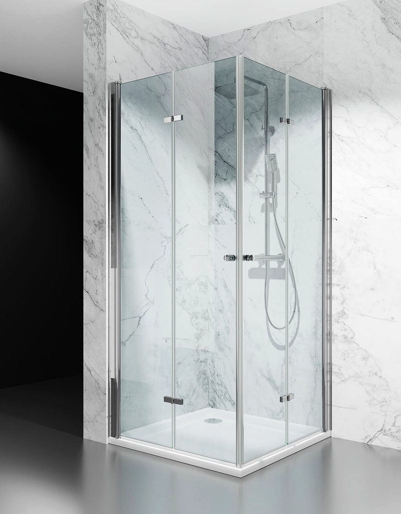 KABINA PRYSZNICOWA DLA NIEPELNOSPRAWNYCH SKLADANA DWUSTRONNIE STAL POLEROWANA TRANSPARENTNA