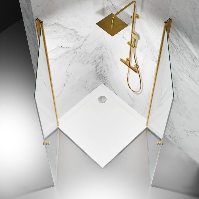 KABINA PRYSZNICOWA DLA NIEPEŁNOSPRAWNYCH WAHADŁOWA DV4000 ZŁOTY MAT, widok z góry